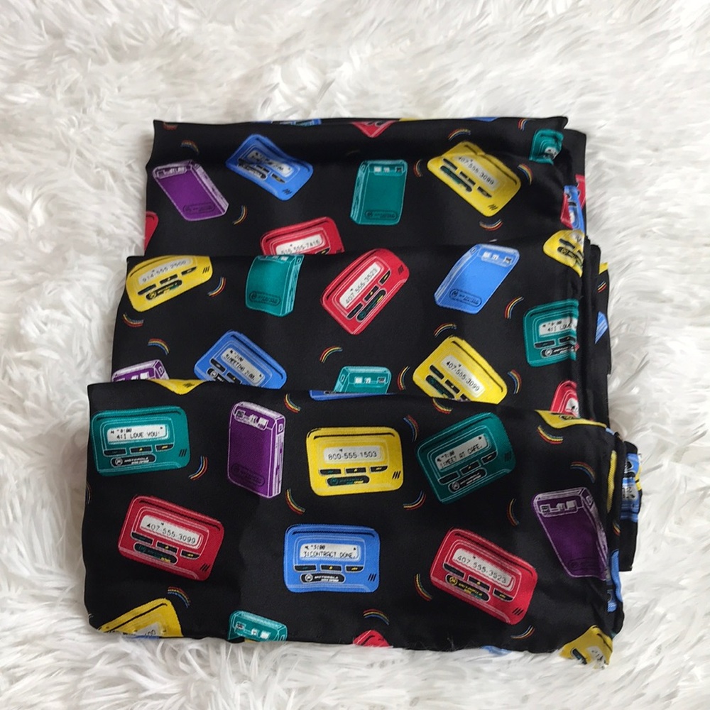 Vintage 80’s Pagers and Rainbows Silk Scarf!!